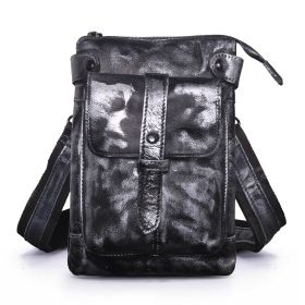 First Layer Tree Paste Skin Cowhide Men's Mobile Phone Camera Outdoor Small One Shoulder Oblique Span Bag Fanny Pack (Option: Silver-10inch)