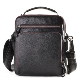 Casual Retro Large-capacity Leather Men's Bag (Option: Litchi black)