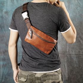 First Layer Cowhide Men's Casual Shoulder Messenger Bag (Color: Brown)