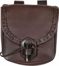 Solid Color Sewing Waist Bag Light Retro Horn Buckle (Option: Brown-One size)