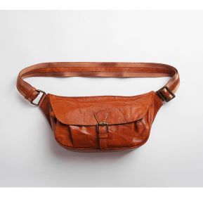 Genuine Leather Men's Chest Bag Single-shoulder Cross-body Waist Bag (Color: Brown)