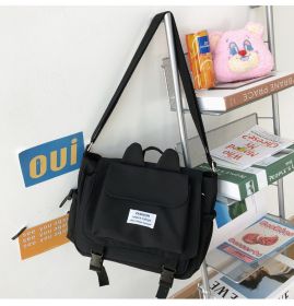 Mori Style Students' Crossbody Bag Simple Women's Japanese Cute Girl Nylon Shoulder Bag (Option: Black Single Package)