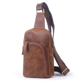 Vintage Leather Chest Crazy Horse Leather Crossbody Capacity Cowhide Leather Single-shoulder Bag (Option: Retro Brown)