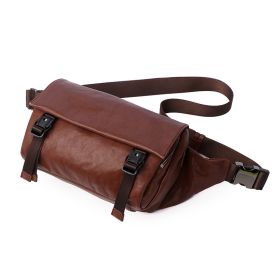 Men's Casual Vegetable Tanned Leather Bag (Color: Coffee)