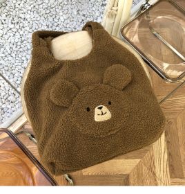 Lamb Cashmere Cute Plush Bag High Capacity (Color: Beige)