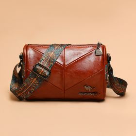 Vintage Messenger Bag Personalized Splicing Cylinder (Color: Brown)