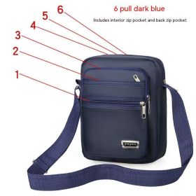 Large Capacity Multi-layer Waterproof Shoulder Crossbody Bag (Option: Six Zipper Blue)