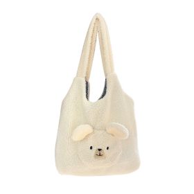 Lamb Cashmere Cute Plush Bag High Capacity (Color: Brown)