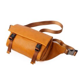 Men's Casual Vegetable Tanned Leather Bag (Color: Yellow)