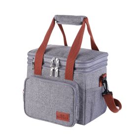 Outdoor Picnic Double Insulated Bento Bag (Color: Grey)