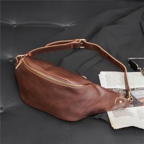 New Men's Pu Fashion One-shoulder Retro Casual Chest Bag (Color: Coffee)