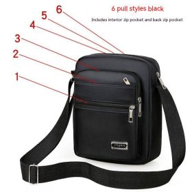 Large Capacity Multi-layer Waterproof Shoulder Crossbody Bag (Option: Six Zipper Black)