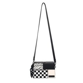 New Shoulder Men's Versatile Fashion Women's Crossbody Small Square Bag (Option: Plaid Black)