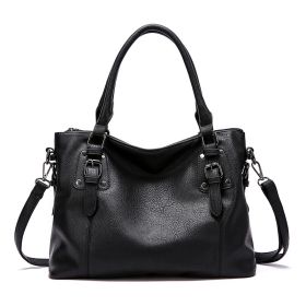 New Fashion European And American Style Women's Retro Simple Shoulder Bag Large Capacity (Color: Black)