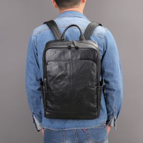 Korean Computer Bag Men's Retro Crazy Horseskin Shoulder (Option: 9196black)