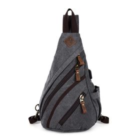 Men's Chest Bag Retro Canvas One Shoulder (Color: Dark Grey)