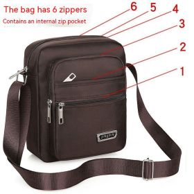 Large Capacity Multi-layer Waterproof Shoulder Crossbody Bag (Option: Six Zipper Brown)