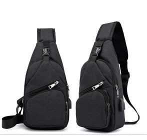 Men's Charging Bag Sports Canvas (Color: Black)