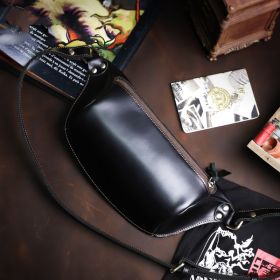 Genuine Leather Men's Chest Bag Cross-body Casual Top Layer Cow Leather Retro (Option: Elegant Black)