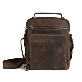 Casual Retro Large-capacity Leather Men's Bag (Option: Dark Brown)