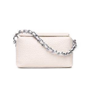 Fashion Headlayer Cowhide Single Shoulder Crossbody Bag (Color: White)