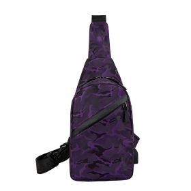 Camouflage Chest Bags Men Crossbody Bag With Headphone Hole (Option: Camo Purple)