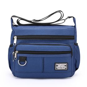 Men's Large-capacity Multi-layer Zipper Crossbody Bag (Color: Blue)