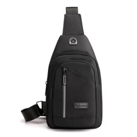 Nylon Canvas Chest Bag Leisure Sports Travel Chest Bag (Color: Black)