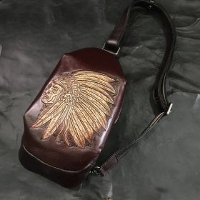 Handmade Vintage Leather Head Layer Cowhide Crossbody Bag (Color: Coffee)