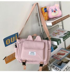 Mori Style Students' Crossbody Bag Simple Women's Japanese Cute Girl Nylon Shoulder Bag (Option: Pink Single Bag)