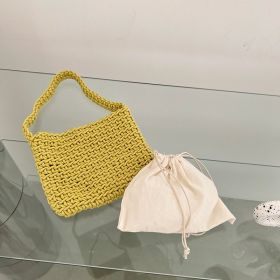 Hand-woven Shoulder Bag Vacation Beach (Color: Yellow)