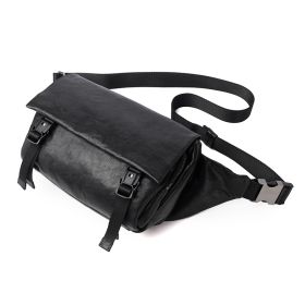 Men's Casual Vegetable Tanned Leather Bag (Color: Black)