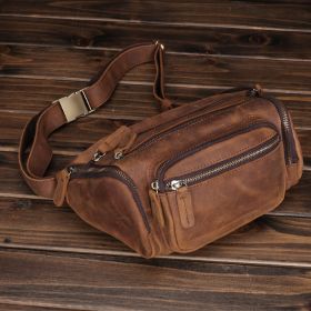 Vintage Top Layer Cow Leather Messenger Bag Leather Multi-layer (Color: Brown)