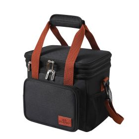 Outdoor Picnic Double Insulated Bento Bag (Color: Black)