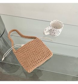 Hand-woven Shoulder Bag Vacation Beach (Color: Khaki)