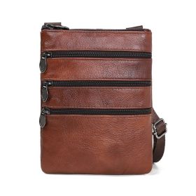 Men's Real Cowhide Men's Bag Shoulder Casual Fashion (Color: Brown)