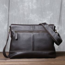 Men's Retro Horizontal A4 Leather Shoulder Bag (Option: Deep coffee)