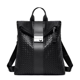 Soft Leather Fashion Minimalist Preppy Style Casual Backpack (Color: Black)