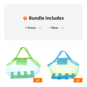 Children's Sand Away Beach Mesh Bag; Beach Toys Bag Baby Toy Storage Bags (Color: Green+Blue)