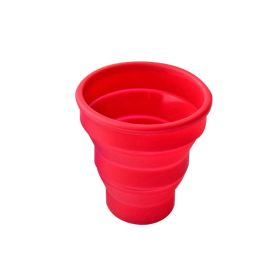 1pc Soft Silicone With Lid; Retractable Mini Folding Water Cup; For Outdoor Travel Hotel (Color: Red)