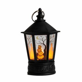 Vintage Decorative Lanterns Led Pumpkin Lantern for Halloween Christmas (Color: Black)