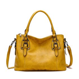 New Fashion European And American Style Women's Retro Simple Shoulder Bag Large Capacity (Color: Yellow)