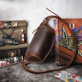 Genuine Leather Men's Chest Bag Cross-body Casual Top Layer Cow Leather Retro (Option: Noble brown)