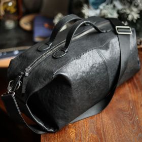 Light And Soft Leather Sports Fitness Bag For Men With Large Capacity (Color: Black)