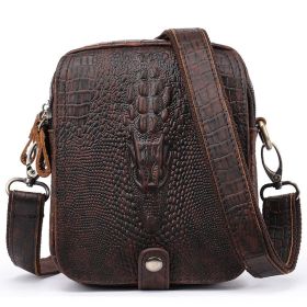 Cowhide Men's Diy Diagonal Shoulder Bag (Color: Brown)