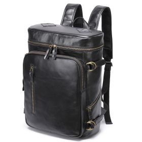 Korean Computer Bag Men's Retro Crazy Horseskin Shoulder (Option: Black bronze hardware)