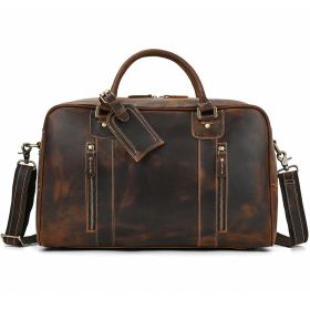 Men's First Layer Cowhide Large Capacity Handbag (Option: 9238 Brown-18 Inches)