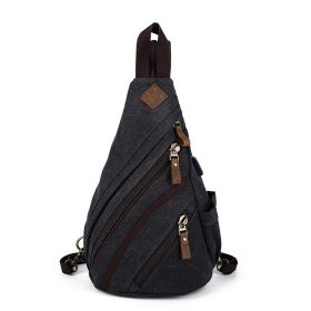 Men's Chest Bag Retro Canvas One Shoulder (Color: Black)