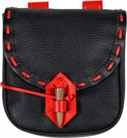 Solid Color Sewing Waist Bag Light Retro Horn Buckle (Option: Black red-One size)