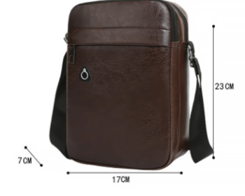 Men's Casual PU Leather One Shoulder Oblique Bag Body (Color: Coffee)